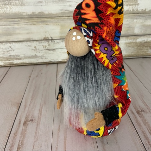 Superhero Gnome Word Graphics POW SLAM Flannel Retro Home Decor Handmade - Picture 9 of 11